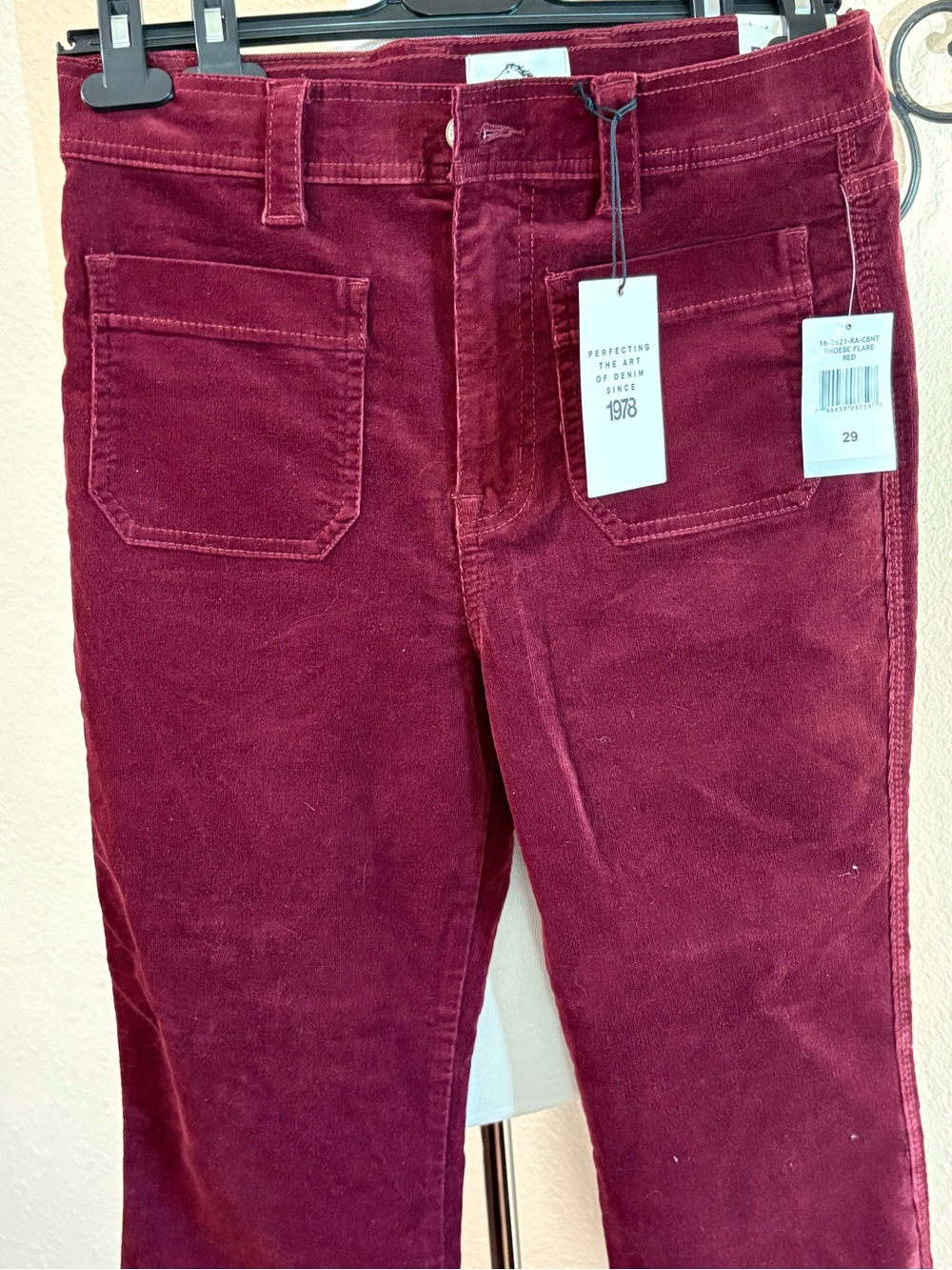 Jordache Phoebe High Rise Flare Burgundy Corduroy Jeans sz 29